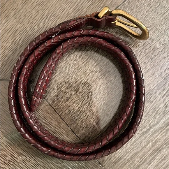 Coach Men’s Brown Braided Leather Belt Gold Brass Buckle 5922 Size 36” - Picture 14 of 16